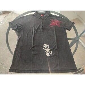 Hugo Boss Scorpion Rose Logo Dark Gray Polo T-Shirt Size XL